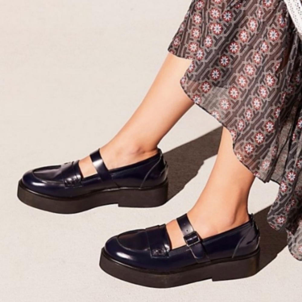Free People Navy Loafers